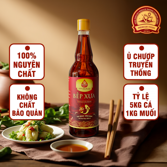 Mắm cốt truyền thống Bếp Xưa 30 độ đạm - Chai 500ml