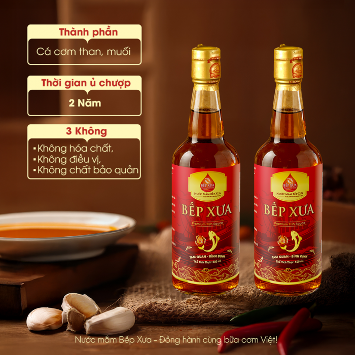 Combo 2 chai mắm cốt truyền thống Bếp Xưa - Chai 500ml