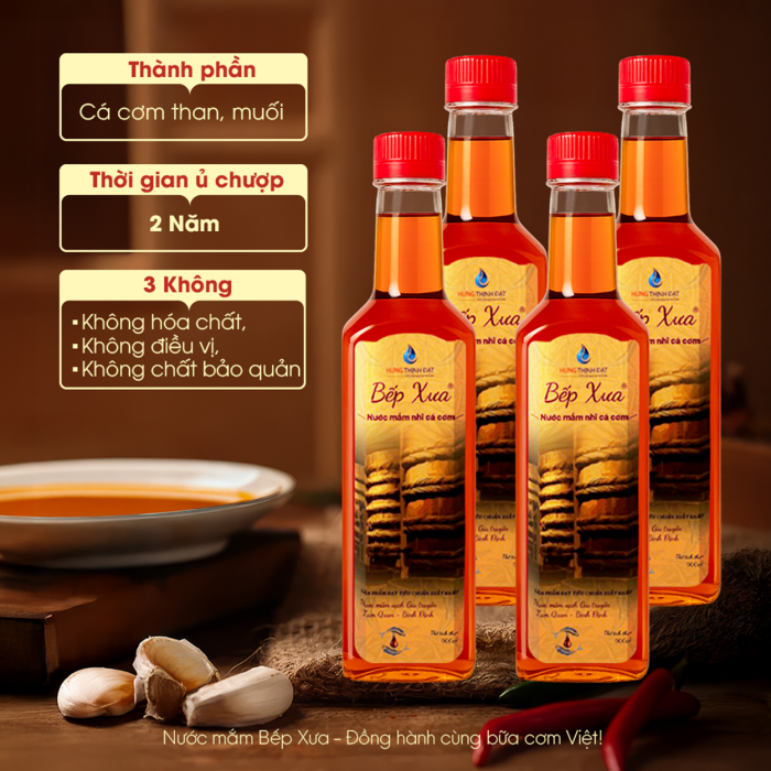 Combo 4 chai nước mắm nhĩ Bếp Xưa ủ 2 năm - Chai 500ml