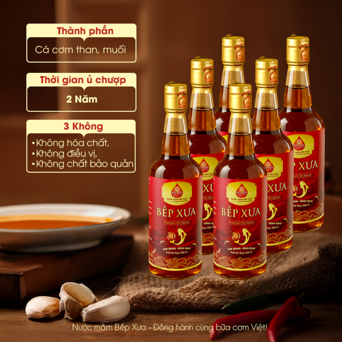 Combo 6 chai mắm cốt truyền thống Bếp Xưa - Chai 500ml