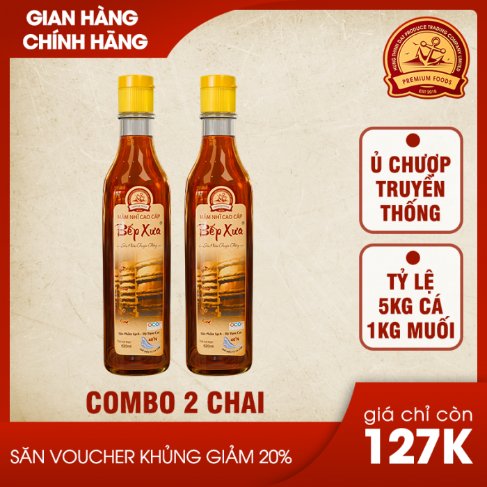 Combo 2 chai mắm cốt truyền thống Bếp Xưa - Chai 520ml