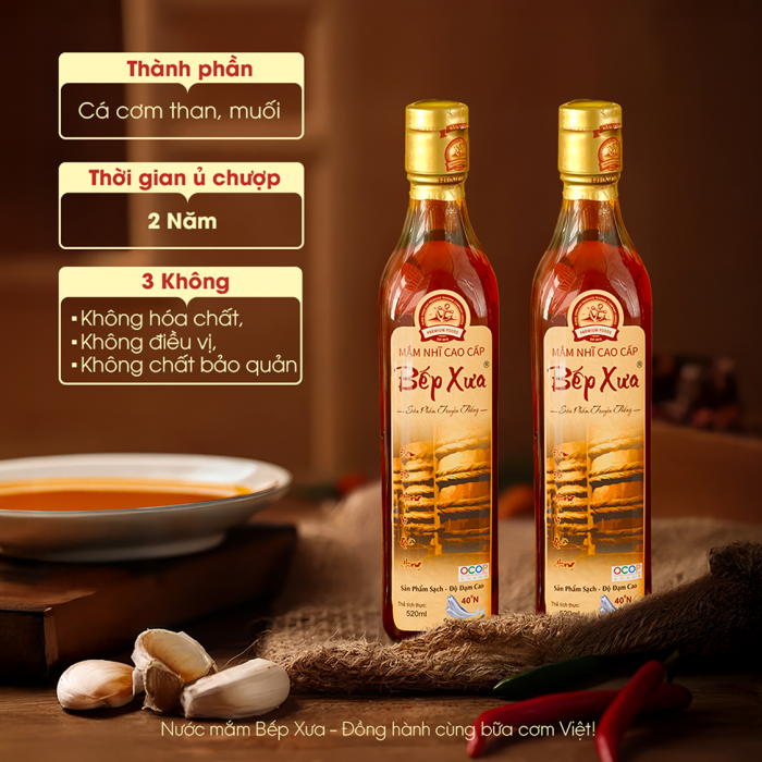 Combo 2 chai mắm cốt truyền thống Bếp Xưa - Chai 520ml